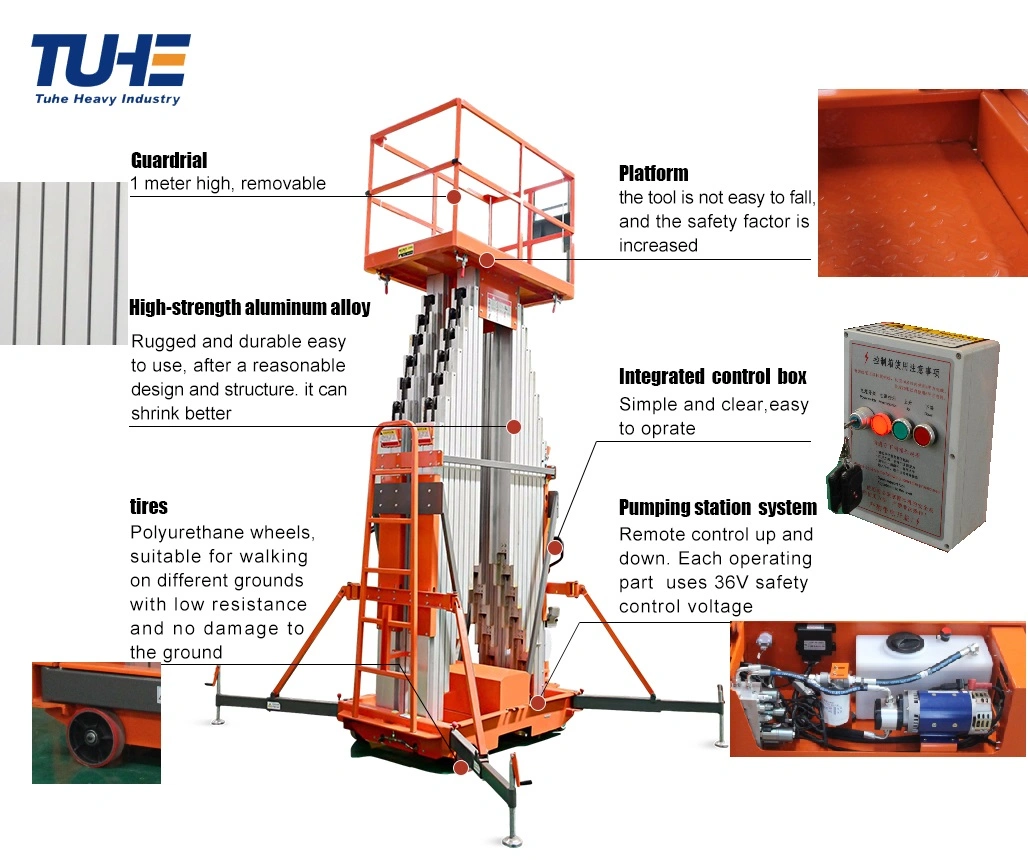 14m 16m 200kg Light Weight Factory Price Manual Man Ladder Elevator Aluminum Alloy Lift Platform