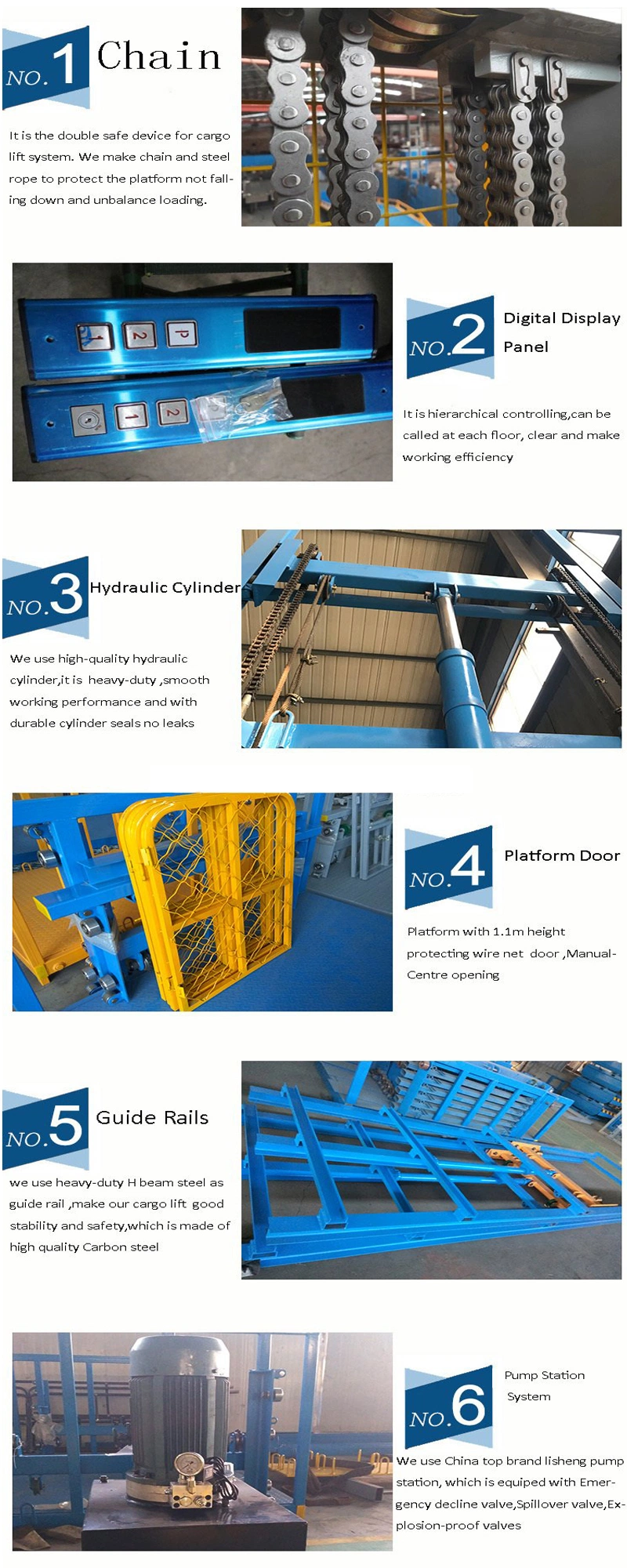 Tough Structure 3000 Kg Easy Installation Hydraulic Guide Rail Cargo Elevator/Goods Lifter Platform